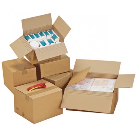 Caisse carton hauteur variable, simple cannelure